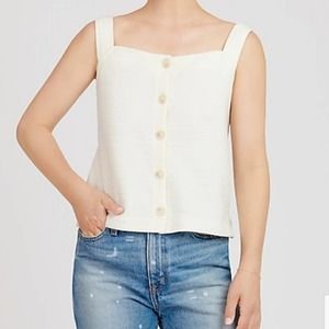 J.CREW Textured Ottoman Button Front Tank Size M